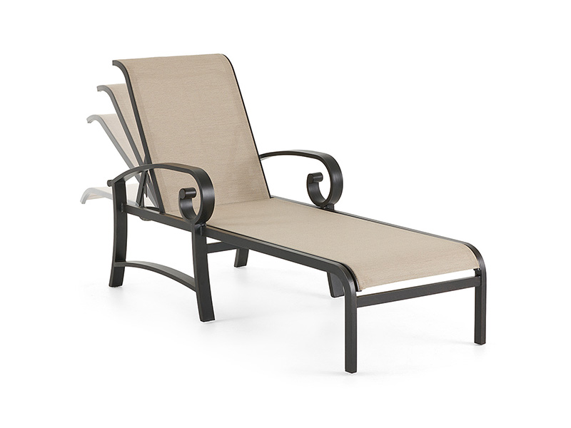 Solstice Aluminium dengan teras Sling Chaise Lounge